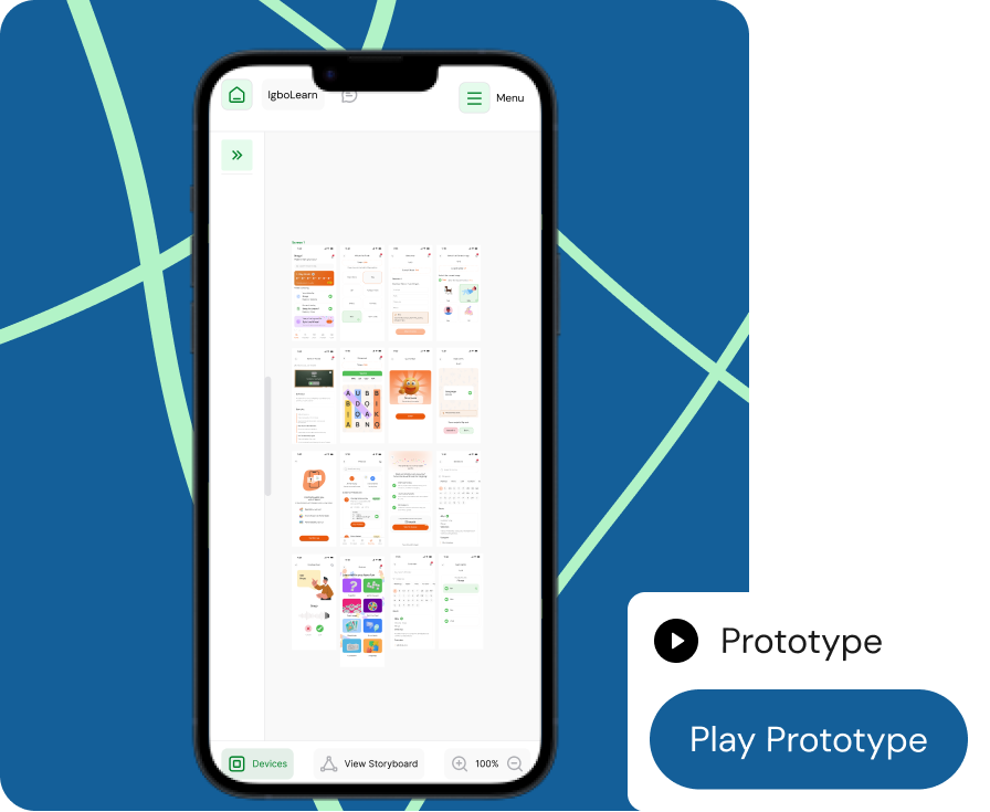 Mobile device preview showcasing a UI prototype