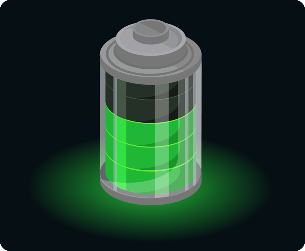 Battery illustrating available credits